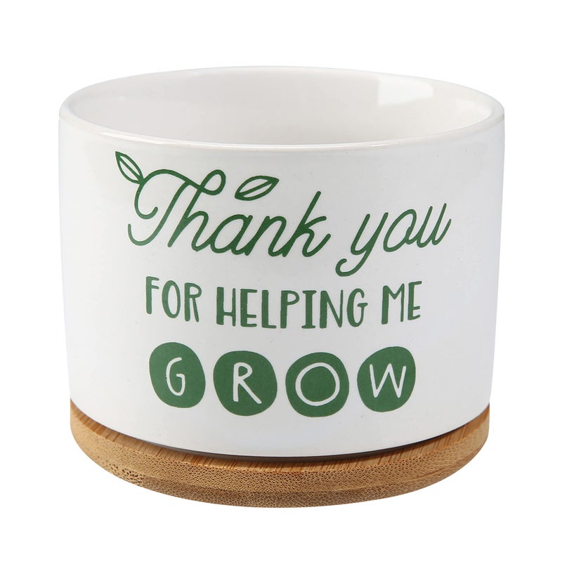 DOMG Teachers Appreciation Gift Ceramic Succulent Plant Pot Small Flower Planter for Indoor Outdoor Use Thank You for Helping Me Grow
