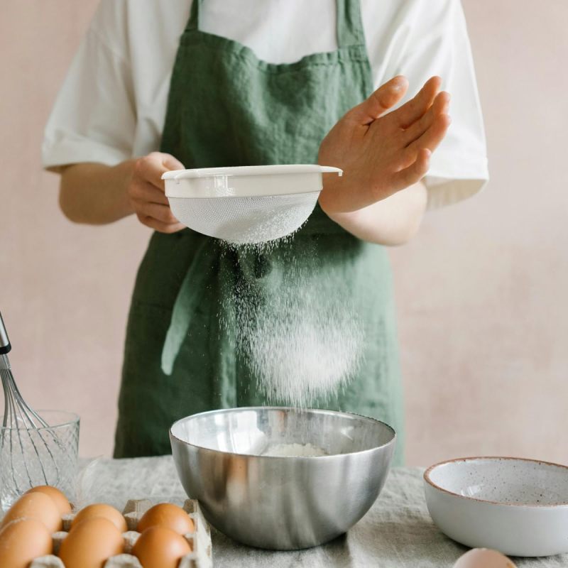 Plastic Strainer Set: Fine Mesh Strainer, Flour Sieve - White Kitchen Sieve for Home Kitchen Baking Cooking - Image 2
