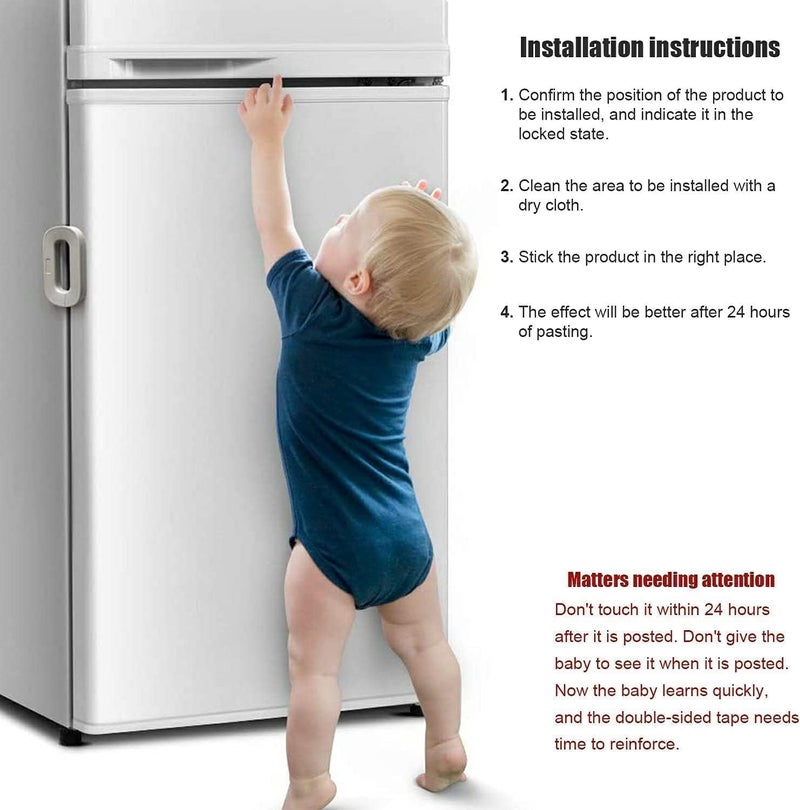 Child Safety Refrigerator Door Lock - Heavy Duty Adhesive Fridge Lock Strap for Kids - Multi Purpose Cabinet Drawer Freezer Wardrobe Safety Lock for Baby Proof Home Protection - Image 4