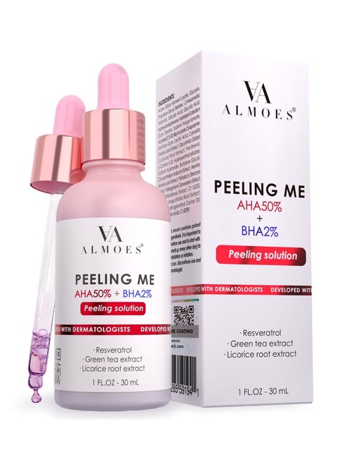 Skin Peeling Solution Licorice Root Resveratrol  Green Tea Extract, 50%AHA 2% BHB 30ml