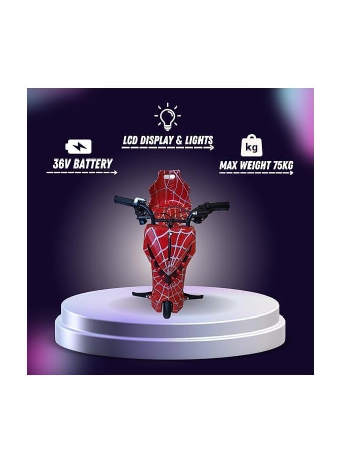 Shard Big-Drifting Scooter 3 Wheel Electric Scooter - 3 Lights - Shock Absorber Safety Gears Speed Up To 20KM/h Driving Modes- Bluetooth- Speaker mix spider red - Image 3