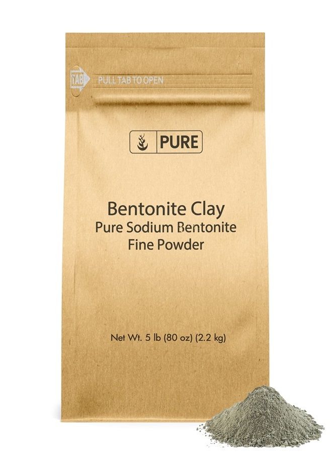 PURE ORIGINAL INGREDIENTS طين البنتونيت (5 رطل) مسحوق ناعم، بنتونيت صوديوم نقي، لأقنعة الوجه والمزيد - Image 1