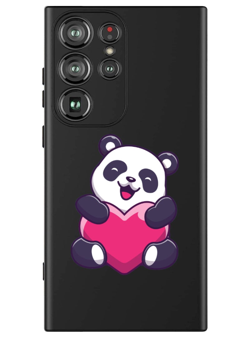 Theodor Protective Slim Fit Case Liquid Silicone Cover with Full Body Protection Anti-Scratch Shockproof Case For Samsung Galaxy S24 Ultra (Black) - heart panda - Image 1