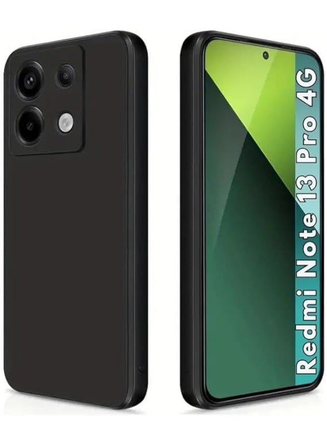 Lion Store rear case made of silicone and thermoplastic polyurethane for Redmi Note 13 Pro 4th Gen 4G, shockproof and scratch-resistant, black,