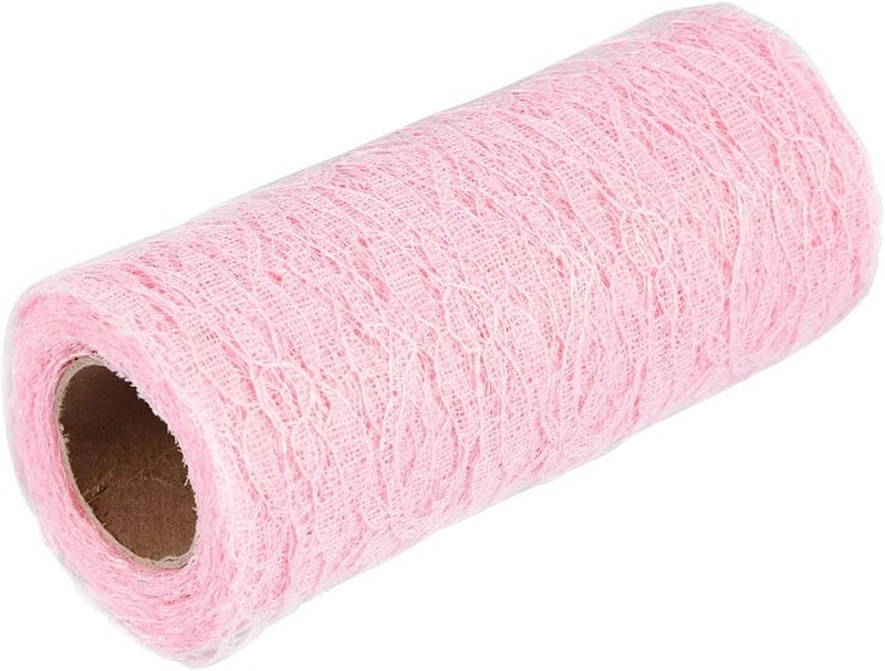 WALFRONT 10 Yard Long Floral Lace Roll, Vintage Ribbon Netting for Wedding Chair Sash Table Runner Bridal Shower Decorations Soft Lace Fabric Rolls DIY Craft (Pink) - Image 4