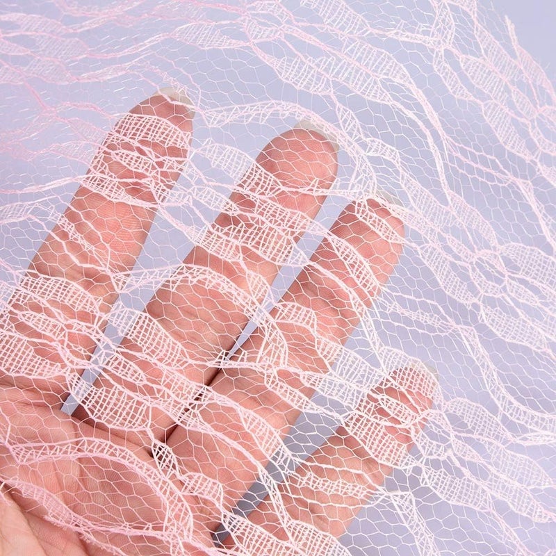 WALFRONT 10 Yard Long Floral Lace Roll, Vintage Ribbon Netting for Wedding Chair Sash Table Runner Bridal Shower Decorations Soft Lace Fabric Rolls DIY Craft (Pink) - Image 2