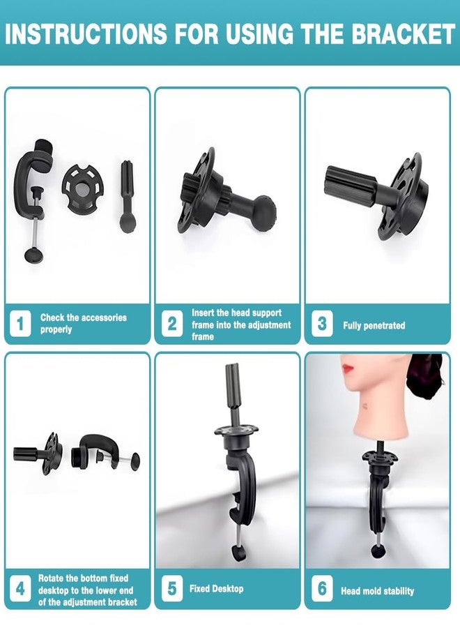 MAYCREATE® Wig Mannequin Head Stand, Desk Mount Mannequin Head Stand, Adjustable Table Mannequin Mount Holder for Styling and Display - Image 5