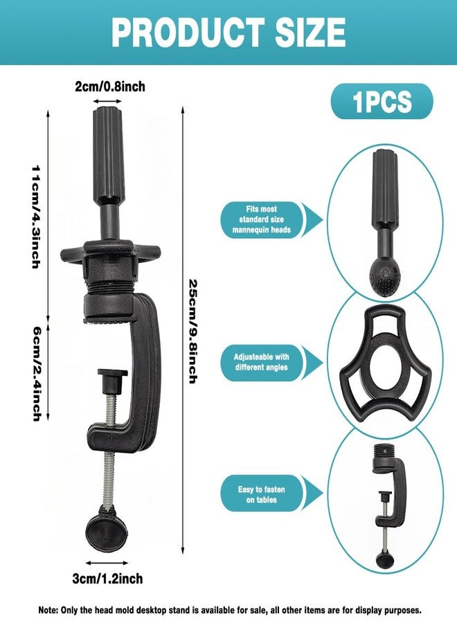 MAYCREATE® Wig Mannequin Head Stand, Desk Mount Mannequin Head Stand, Adjustable Table Mannequin Mount Holder for Styling and Display - Image 2