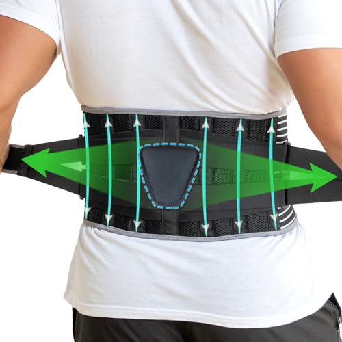 KONSEDIK Back Brace for Herniated Disc,Lower Back Pain Relief,Strain,Adjustable Lumbar Support Belt,with 6 Stays and Removable 3D Pad,for Men and Women Work,Lifting,Sciatica,Scoliosis(X-Large) - Image 1