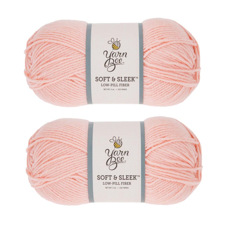 Hobby Lobby Yarn Bee Soft & Sleek, 4-Medium, 100% Low Pill Acrylic, 232 Yards, Yarn for Crocheting & Knitting Blankets, Hats & Accessories, Set of 2, 645 Soft Pink - Image 4