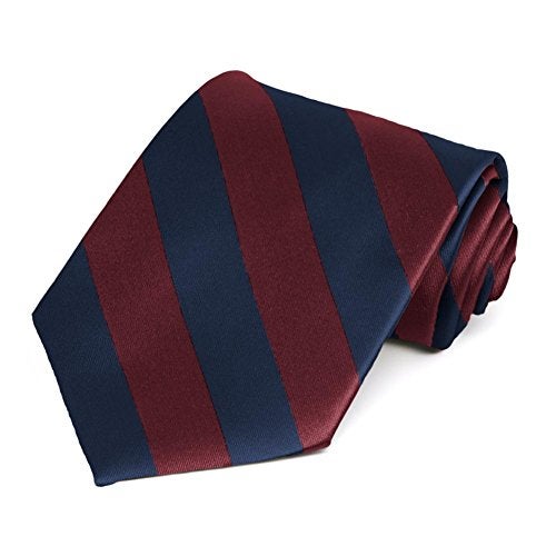 tiemart Striped Tie (Maroon and Navy) - Image 1