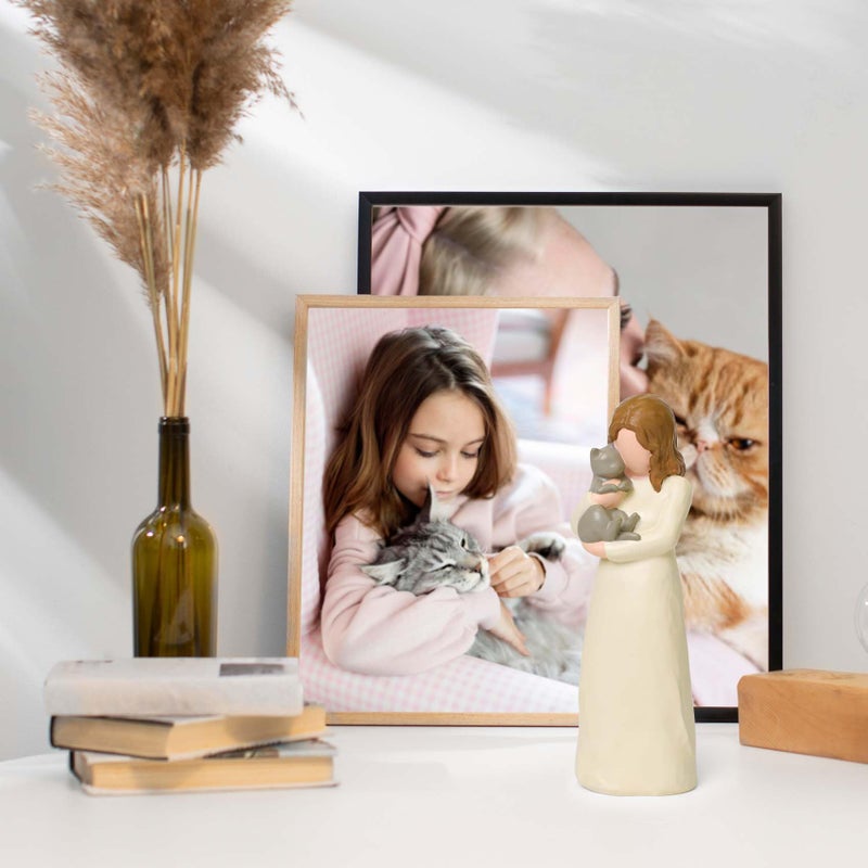 Cuayaes Grey Cat Memorial Gifts for Loss of Cat Sympathy Gift, Friendship Guardian Angel Statue Pet Remembrance Gifts for Women Cat Lovers - Image 4
