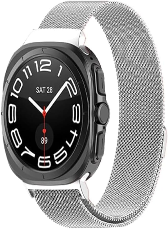 XICEN Metal Bands for Samsung Galaxy Watch 7 Ultra Band, Stainless Steel Mesh Loop Magnetic Clasp Replacement Sport Strap for Galaxy Watch Ultra 47mm Men Women