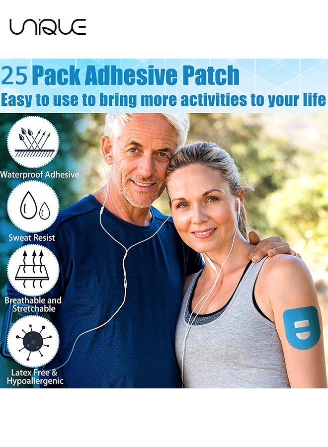 Unique 25 Pcs Overpatches for Omnipod 5, Adhesive Patches Waterproof with Stretchable Strap, Breathable, Adhesive Overpatches - Blue - Image 3
