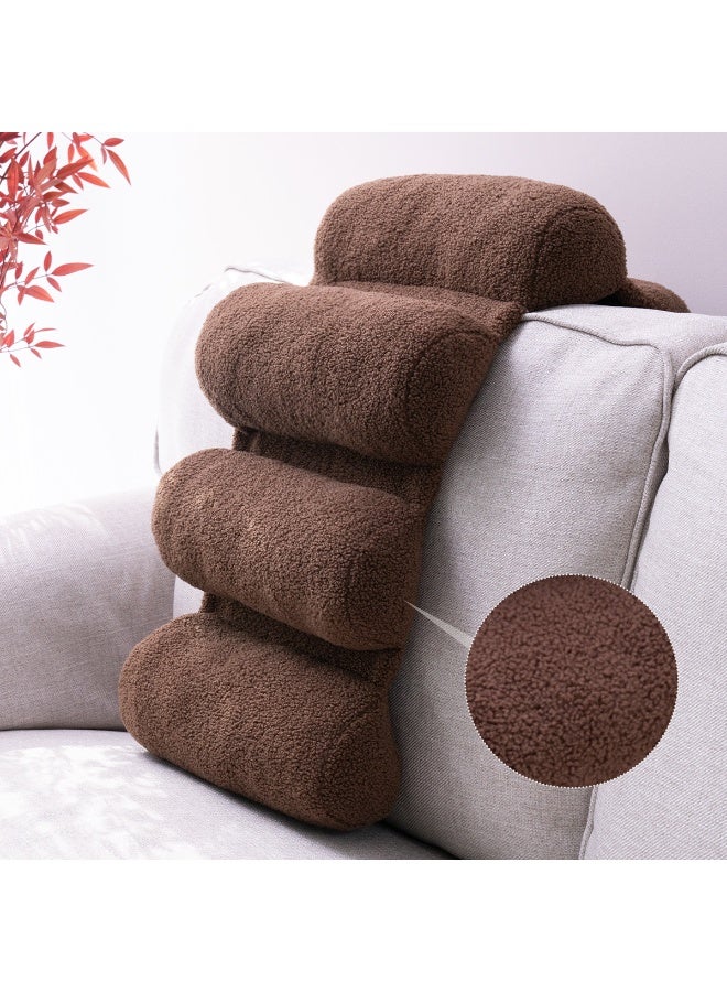 Texstead Teddy Fleece Lumbar Support Pillow 5 Section Back Pillow Office Chair for Back Support Comfortable Lumbar Cushion for Car Seat Pain Relief Sofa Rest - Image 1