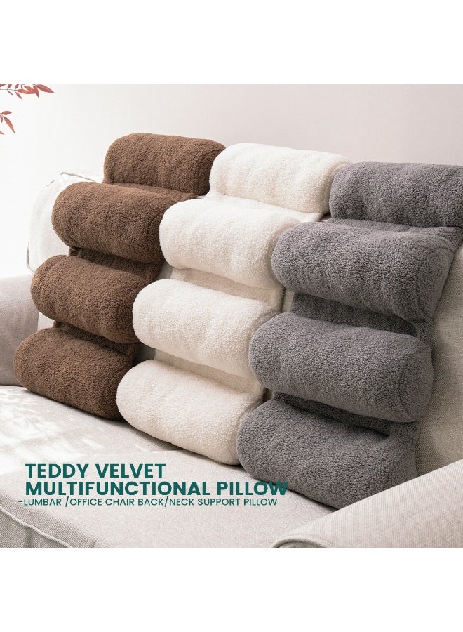 Texstead Teddy Fleece Lumbar Support Pillow 5 Section Back Pillow Office Chair for Back Support Comfortable Lumbar Cushion for Car Seat Pain Relief Sofa Rest - Image 2