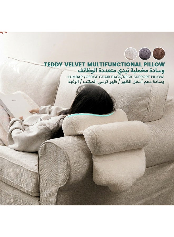 Texstead Teddy Fleece Lumbar Support Pillow 5 Section Back Pillow Office Chair for Back Support Comfortable Lumbar Cushion for Car Seat Pain Relief Sofa Rest - Image 5