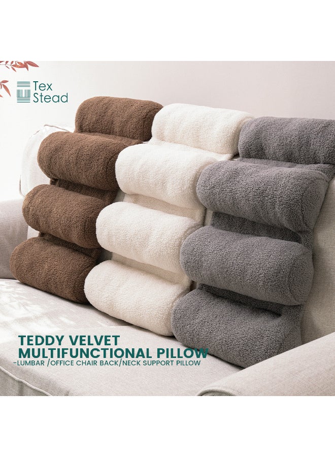 Texstead Teddy Fleece Lumbar Support Pillow 5 Section Back Pillow Office Chair for Back Support Comfortable Lumbar Cushion for Car Seat Pain Relief Sofa Rest - Image 2
