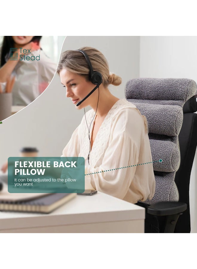 Texstead Teddy Fleece Lumbar Support Pillow 5 Section Back Pillow Office Chair for Back Support Comfortable Lumbar Cushion for Car Seat Pain Relief Sofa Rest - Image 4