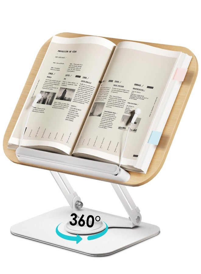 Viozon Book Stand for Reading,Book Holder, Height&Angle Adjustable, 360° Rotating Base, Foldable and Portable, Lightweight for Office, Kitchen, School Textbook, Recipe, Magazine,Kindle,Tablet LW - Image 1