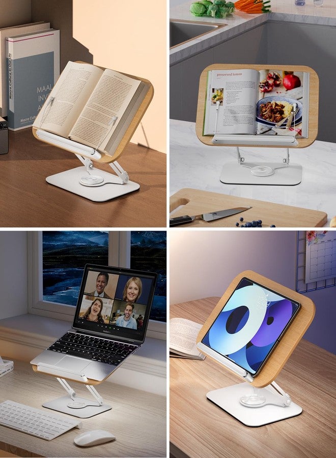 Viozon Book Stand for Reading,Book Holder, Height&Angle Adjustable, 360° Rotating Base, Foldable and Portable, Lightweight for Office, Kitchen, School Textbook, Recipe, Magazine,Kindle,Tablet LW - Image 2