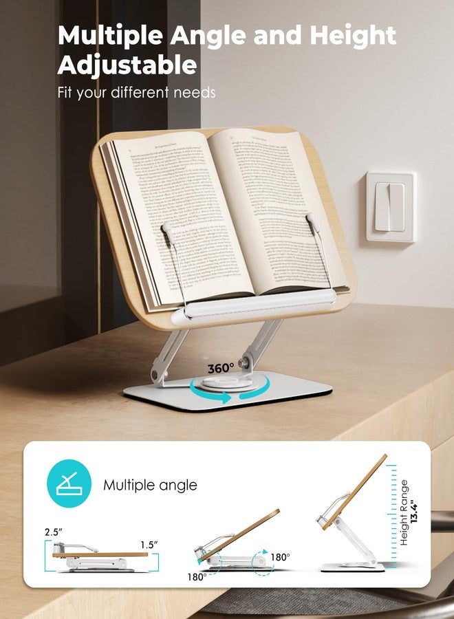 Viozon Book Stand for Reading,Book Holder, Height&Angle Adjustable, 360° Rotating Base, Foldable and Portable, Lightweight for Office, Kitchen, School Textbook, Recipe, Magazine,Kindle,Tablet LW - Image 3