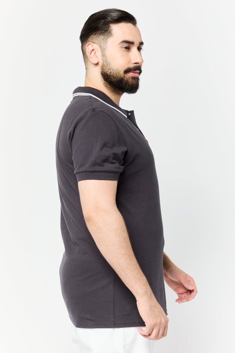 RBX Men Sportswear Fit Short Sleeves Outdoor Polo Shirt, Dark Grey - Image 2