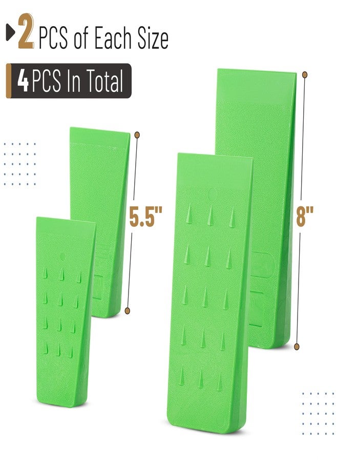 UNCO- Tree Felling Wedges with Spikes, 4 pcs, 5.5" and 8", Green, Plastic Wedges for Tree Cutting, Logging Tools and Equipment - Image 2