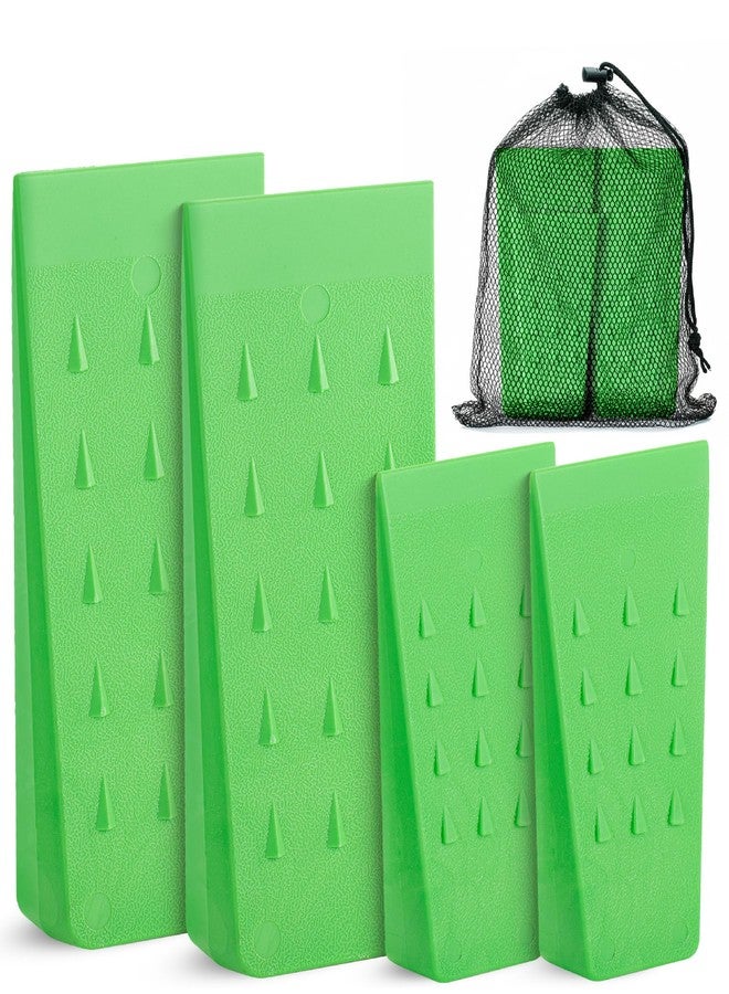UNCO- Tree Felling Wedges with Spikes, 4 pcs, 5.5" and 8", Green, Plastic Wedges for Tree Cutting, Logging Tools and Equipment - Image 1