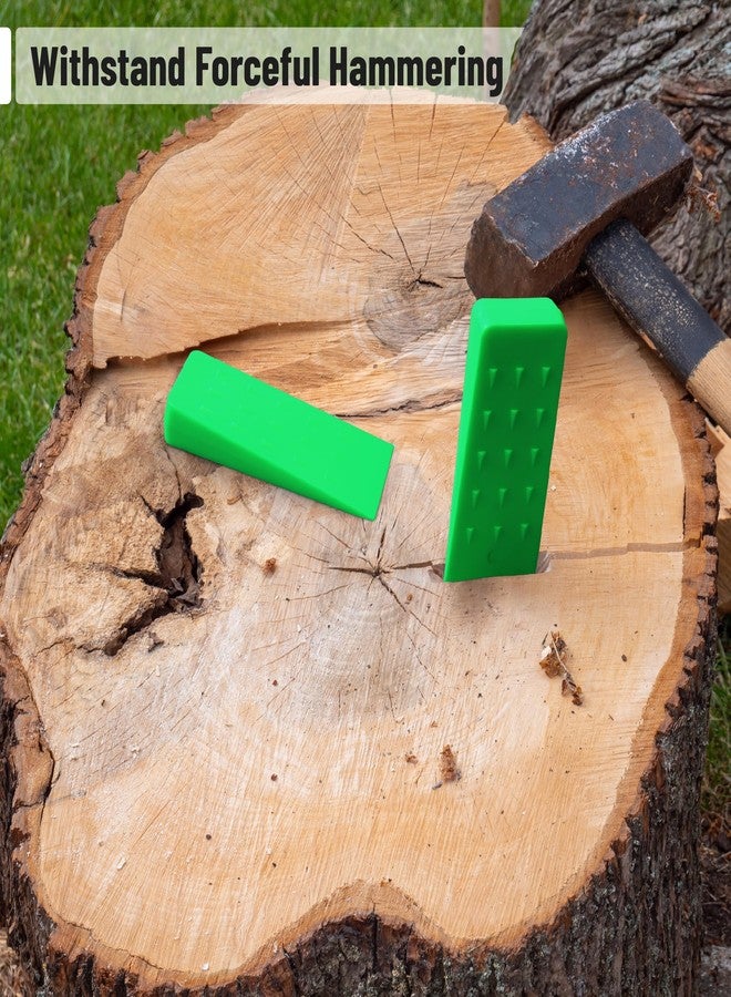 UNCO- Tree Felling Wedges with Spikes, 4 pcs, 5.5" and 8", Green, Plastic Wedges for Tree Cutting, Logging Tools and Equipment - Image 5