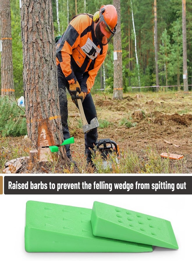 UNCO- Tree Felling Wedges with Spikes, 4 pcs, 5.5" and 8", Green, Plastic Wedges for Tree Cutting, Logging Tools and Equipment - Image 4