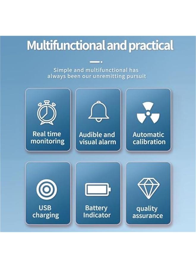 Portable Air Quality Monitor with LCD Backlight Display for CO2, TVOC, HCHO, PM2.5, PM10 Indoor Detection and Alarm System (White) - Image 4