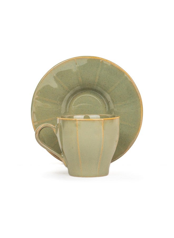 Shay طقم أكواب وصحون شاي سيراميك مكون من 6 قطع، بيستا، 180 مل | طقم أكواب وصحون | 6 أكواب و6 صحون | تشطيب لامع | طقم شاي | طقم أكواب وصحون شاي سيراميك (أكواب وصحون خط - بيستا) - Image 5