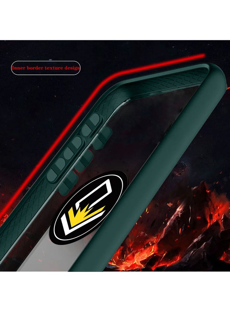 دبليو تيك جراب حلقي شفاف غير لامع سموكي مع مسند مدمج حامل مغناطيسي للسيارة لهاتف Samsung Galaxy S23 Plus 5G 2023 أخضر داكن  - Image 2