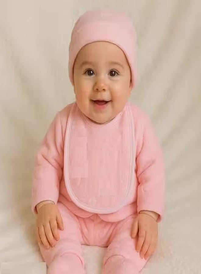 SHAPERX Newborn Baby Warm Winter Fleece Set - 5 Piece Cozy Outfit for Boys & Girls (0-4 Months) (BABY PINK, 0-4 MONTHS) - Image 5