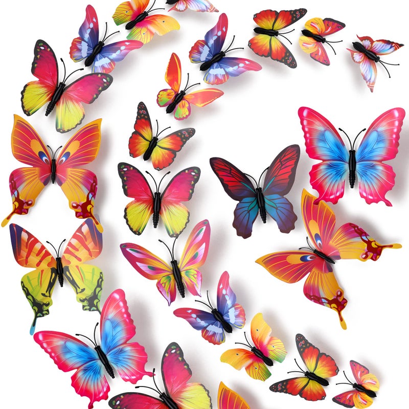 LiveGallery 72 PCS Multicolor Removable 3D DIY Beautiful Butterfly Wall Decals Colorful Butterflies Art Decor Wall Stickers Murals for Kids Baby Boy Girls Bedroom Classroom Offices (Multicolor) - Image 1