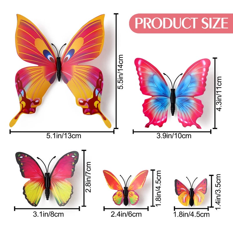LiveGallery 72 PCS Multicolor Removable 3D DIY Beautiful Butterfly Wall Decals Colorful Butterflies Art Decor Wall Stickers Murals for Kids Baby Boy Girls Bedroom Classroom Offices (Multicolor) - Image 3