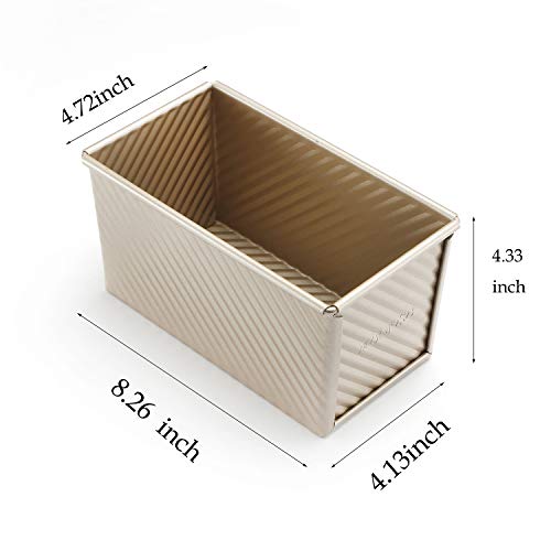 Monfish Pullman loaf Pan – loaf pan w lid - Wavy Non-Stick Toast Mold - Loaf Bread Baking Pan champagne gold (8.5x4.75x4.5) - Image 5