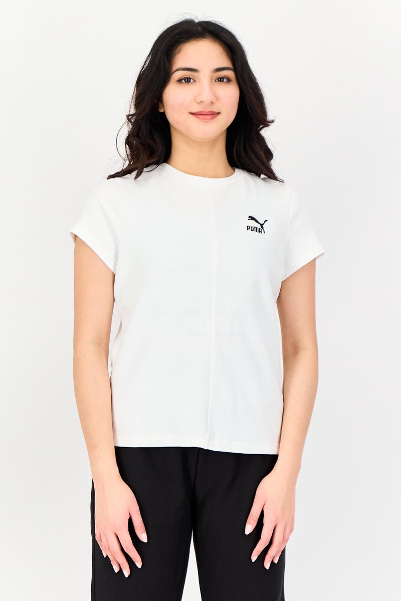 PUMA تي شيرت رياضي نسائي قصير الأكمام فيت خارجي، أبيض - Image 1