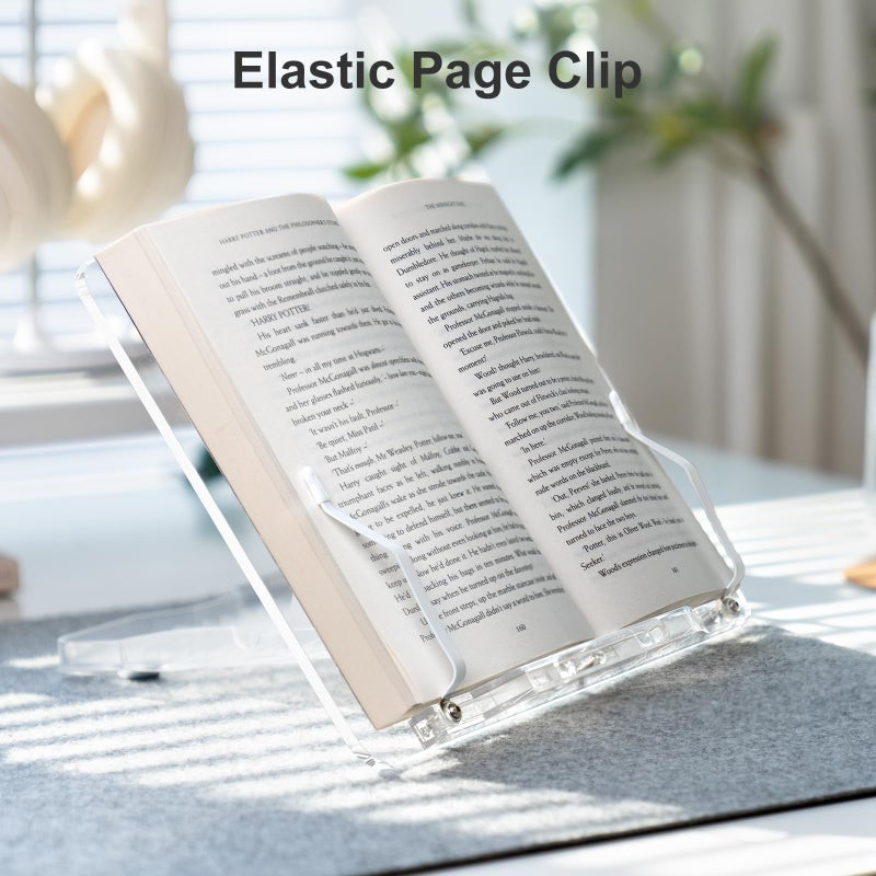 upergo حامل كتب أكريليك للقراءة، حامل كتب محمول للمكتب، حامل كتب نصوص قابل للتعديل للزاوية للوثائق، الوصفات، كتب الطبخ، كتب الموسيقى - Image 4