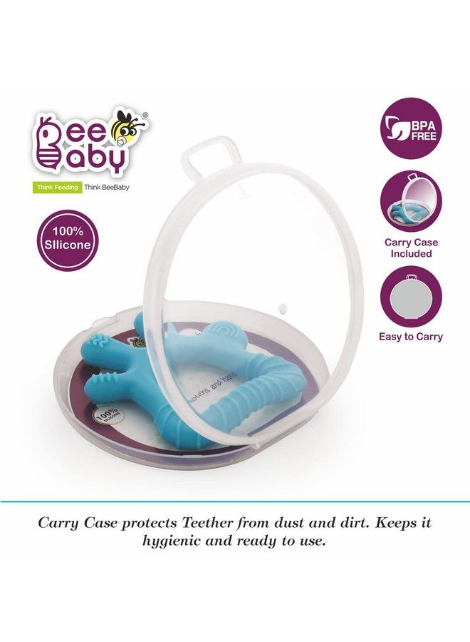 Beebaby Finger Shape Soft Silicone Teether For 6+ Months With Carry Case Bpa Free Teething Toy For Babies With Textured Surface For Soothing Gums. 100% Food Grade (Fingerblue) - Image 3