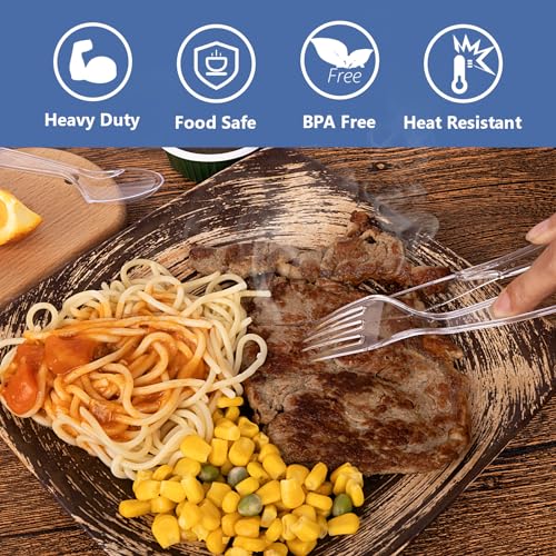 SACATR 1000 Count Plastic Forks Heavy Duty, Plastic Silverware Clear Forks, Premium Disposable Forks Bulk, BPA-Free, Heat Resistant, Suitable for Parties, Events and Everyday Use - Image 3