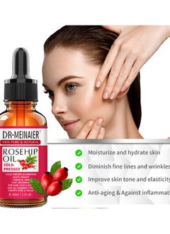 DR.MEINAIER Rosehip Oil - 100% Cold Pressed and Unrefined - Non-Greasy Highly Absorbent - Nourishes, Moisturizes and Dramatically Reduces Fine Lines, Scars, Stretch Marks and Skin, Hair & Body & Face for Rosehip  - Image 3