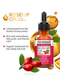 DR.MEINAIER Rosehip Oil - 100% Cold Pressed and Unrefined - Non-Greasy Highly Absorbent - Nourishes, Moisturizes and Dramatically Reduces Fine Lines, Scars, Stretch Marks and Skin, Hair & Body & Face for Rosehip  - Image 2