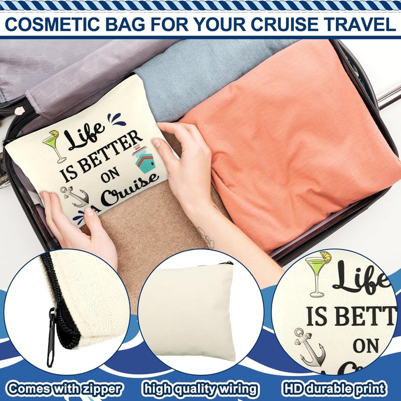 Kajaia 12 Pcs Cruise Makeup Bags for Women Nautical Cruise Ship Exchange Ideas Ship Essentials Survival Kit Cosmetic Bags Pouch Zipper Organizer Travel Accessories Ocean Beach Party Favors for Women - Image 4