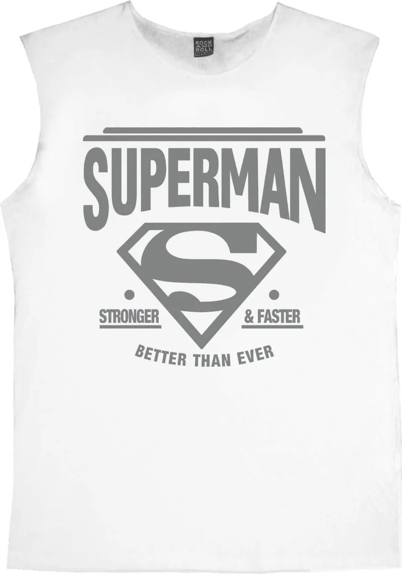Rock&Roll Superman White Cut Sleeve / Sleeveless Men's T-Shirt