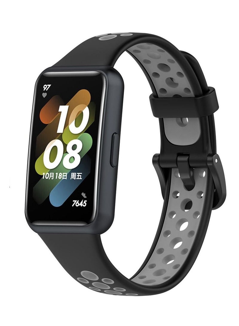 Replacement Silicone Band Sport Black Gray compatible with Huawei Watch Fit 2 , double color Huwaei fit 2 watch Strap - Image 2