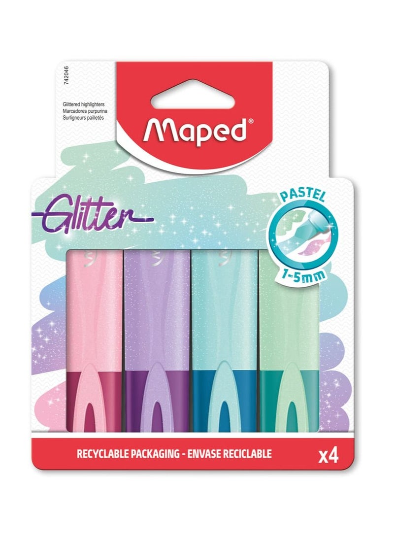 Textsurface Glitter Pastel Highlighter Set Of 4 Multicolors