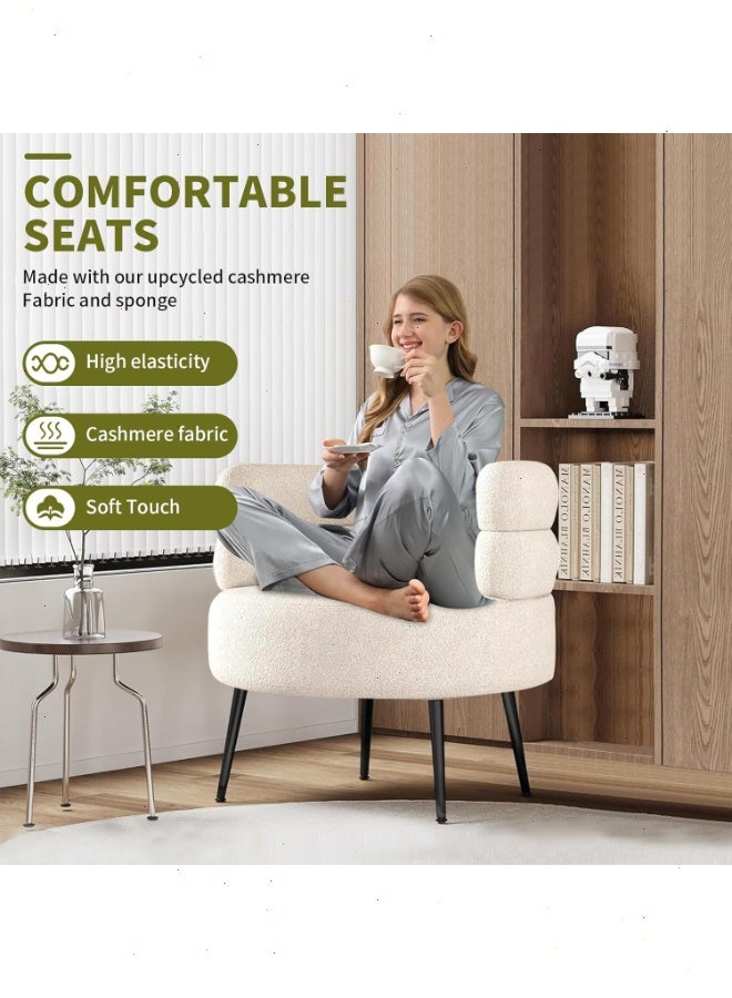 Pomefar Single Sofa Chair with Metal Legs, High Elastic Sponge Chair, C-Shaped Upholstered Armchair for Living Room, Bedroom & Office - Image 4