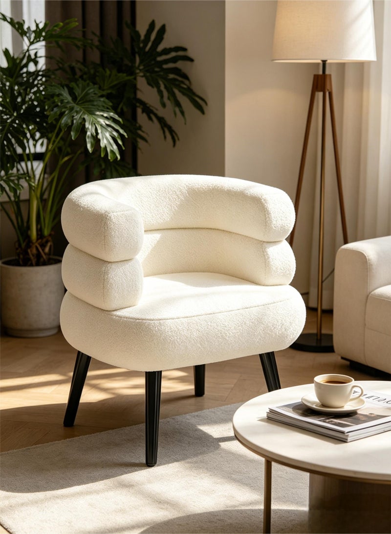 Pomefar Single Sofa Chair with Metal Legs, High Elastic Sponge Chair, C-Shaped Upholstered Armchair for Living Room, Bedroom & Office - Image 1